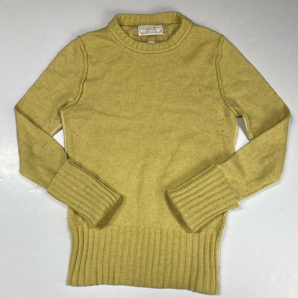 American Eagle Sweater Womens Small Yellow Wool Angora Rabbit Hair Blend